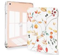 Feams for iPad 9th Generation Case, Trifold iPad 10.2 Case Clear Back Cover with Pencil Holder & Auto Sleep/Wake for iPad 9th/8th/7th Generation 2021/2020/2019, Yellow Floral
