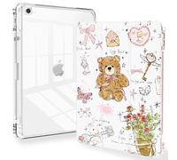 Feams for iPad 9th Generation Case, Trifold iPad 10.2 Case Clear Back Cover with Pencil Holder & Auto Sleep/Wake for iPad 9th/8th/7th Generation 2021/2020/2019, Cute Girls' Daily