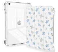 Feams for iPad 9th Generation Case, Trifold iPad 10.2 Case Clear Back Cover with Pencil Holder & Auto Sleep/Wake for iPad 9th/8th/7th Generation 2021/2020/2019, Blue Blossom