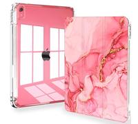 Feams for iPad (A16) 11th Generation 11 Inch 2025, iPad 10th Generation Case 10.9 Inch 2022, Slim iPad A16 Case Clear Back Cover with Pencil Holder & Auto Sleep, Pink Marble