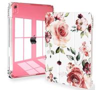 Feams for iPad (A16) 11th Generation 11 Inch 2025, iPad 10th Generation Case 10.9 Inch 2022, Slim iPad A16 Case Clear Back Cover with Pencil Holder & Auto Sleep, Rose