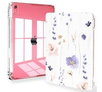 Feams for iPad (A16) 11th Generation Case 11 Inch 2025, iPad 10th Generation 10.9 Inch 2022, Slim iPad A16 Case Clear Back Cover with Pencil Holder & Auto Sleep, Purple Flowers