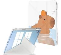 Feams for iPad (A16) 11th Generation Case 11 Inch 2025, iPad 10th Generation Case 10.9 Inch 2022, Y-Fold Standing Cover Clear Back with Portrait Landscape Mode & Pencil Holder, Capybara