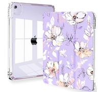 Feams for iPad Air 13 Inch Case M3 2025/M2 2024, Slim iPad Pro 12.9 Inch 6th/5th/4th Generation 2022/2021/2020 Case Clear Back Cover with Auto Sleep & Pencil Holder, Purple Watercolor Flower