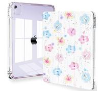 Feams for iPad Air 13 Inch Case M3 2025/M2 2024, Slim iPad Pro 12.9 Inch 6th/5th/4th Generation 2022/2021/2020 Case Clear Back Cover with Auto Sleep & Pencil Holder, Hibiscus