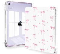 Feams for iPad Air 13 Inch Case M3 2025/M2 2024, Slim iPad Pro 12.9 Inch 6th/5th/4th Generation 2022/2021/2020 Case Clear Back Cover with Auto Sleep & Pencil Holder, Pink Bow