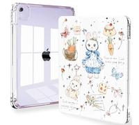 Feams for iPad Air 13 Inch Case M3 2025/M2 2024, Slim iPad Pro 12.9 Inch 6th/5th/4th Generation 2022/2021/2020 Case Clear Back Cover with Auto Sleep & Pencil Holder, Cute Bunny with Blue Bow