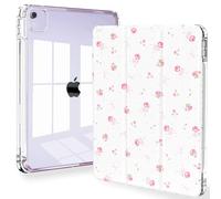 Feams for iPad Air 13 Inch Case M3 2025/M2 2024, Slim iPad Pro 12.9 Inch 6th/5th/4th Generation 2022/2021/2020 Case Clear Back Cover with Auto Sleep & Pencil Holder, Pink Bow Rose