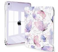 Feams for iPad Air 13 Inch Case M3 2025/M2 2024, Slim iPad Pro 12.9 Inch 6th/5th/4th Generation 2022/2021/2020 Case Clear Back Cover with Auto Sleep & Pencil Holder, Purple Butterflies