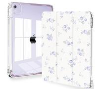 Feams for iPad Air 13 Inch Case M3 2025/M2 2024, Slim iPad Pro 12.9 Inch 6th/5th/4th Generation 2022/2021/2020 Case Clear Back Cover with Auto Sleep & Pencil Holder, Cute Purple Blossom