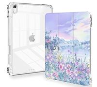 Feams iPad 10th Gen 10.9 Inch Case - Slim, Lightweight Trifold Cover with Clear Back, Pencil Holder & Auto Sleep/Wake - Purple Garden
