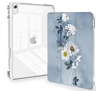 Feams iPad 10th Generation 10.9 Inch 2022 Case, Slim Lightweight Trifold with Pencil Holder, Auto Sleep/Wake, Transparent Cover, Blue Floral