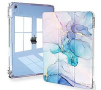 Feams iPad (A16) Case 11th Generation 11 Inch 2025, iPad 10th Generation 10.9 Inch 2022, Clear Back Cover with Pencil Holder and Auto Sleep, Watercolor Marble