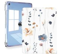 Feams iPad A16 Case 11th Generation 11 Inch 2025 iPad 10th Generation 10.9 Inch 2022 Slim Case Clear Back Pencil Holder Auto Sleep Simple Flowers