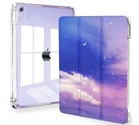 Feams iPad Air 5th Generation case, Slim Lightweight Trifold iPad Air 5th/4th Generation 10.9 Inch 2022/2020 Case Clear Cover with Auto Sleep/Wake & Pencil Holder for iPad Air 5/4, Purple Sky