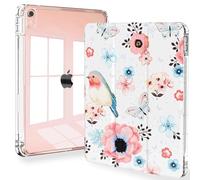 Feams iPad Air 5th Generation case, Slim Trifold iPad Air 5th/4th Generation 10.9 Inch 2022/2020 Case Clear Back Cover with Auto Sleep/Wake & Pencil Holder for iPad Air 5/4, Butterfly Bird