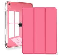 Feams iPad Case for 11th Generation A16 11 Inch 2025, 10th Generation 10.9 Inch 2022, Slim Clear Back Cover with Pencil Holder & Auto Sleep, Hot Pink