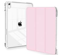 Feams Slim Case for iPad A16 11th Generation 11 Inch 2025 Case, iPad 10th Generation 10.9 Inch 2022, Tri-Fold Stand Clear Back Cover Lightweight with Pencil Holder & Auto Sleep, Light Pink