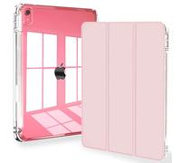 Feams Slim Case for iPad A16 11th Generation 11 Inch 2025, iPad 10th Generation 10.9 Inch 2022, Clear Back Cover with Pencil Holder & Auto Sleep, Pink