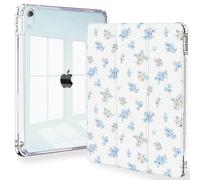 Feams Slim Case for iPad Air 11-inch M3 2025 / M2 2024, iPad Air 5th Generation 2022 / iPad Air 4th Generation 2020 10.9 Inch Case Clear Back with Pencil Holder & Auto Sleep, Blue Blossom