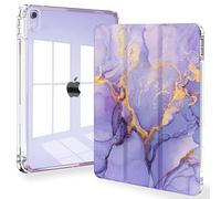Feams Slim Case for iPad Air 11-inch M3 2025 / M2 2024, iPad Air 5th Generation 2022 / iPad Air 4th Generation 2020 10.9 Inch Case Clear Back with Pencil Holder & Auto Sleep, Purple Marble