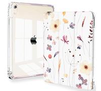 Feams Slim Case for iPad Air 11-inch M3 2025 / M2 2024, iPad Air 5th Generation 2022 / iPad Air 4th Generation 2020 10.9 Inch Case Clear Back with Pencil Holder & Auto Sleep, Cute Flowers