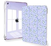 Feams Slim Case for iPad Air 11-inch M3 2025 / M2 2024, iPad Air 5th Generation 2022 / iPad Air 4th Generation 2020 10.9 Inch Case Clear Back with Pencil Holder & Auto Sleep, Purple Blossom