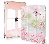 Feams Slim Case for iPad Air 11-inch M3 2025 / M2 2024, iPad Air 5th Generation 2022 / iPad Air 4th Generation 2020 10.9 Inch Case Clear Back with Pencil Holder & Auto Sleep, Butterfly Garden