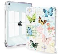 Feams Slim Case for iPad Air 11-inch M3 2025 / M2 2024, iPad Air 5th Generation 2022 / iPad Air 4th Generation 2020 10.9 Inch Case Clear Back with Pencil Holder & Auto Sleep, Colorful Butterfly
