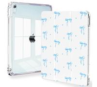 Feams Slim Case for iPad Air 11-inch M3 2025 / M2 2024, iPad Air 5th Generation 2022 / iPad Air 4th Generation 2020 10.9 Inch Case Clear Back with Pencil Holder & Auto Sleep, Blue Bow