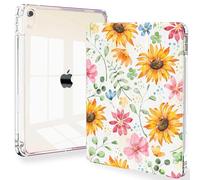 Feams Slim Case for iPad Air 11-inch M3 2025 / M2 2024, iPad Air 5th Generation 2022 / iPad Air 4th Generation 2020 10.9 Inch Case Clear Back with Pencil Holder & Auto Sleep, Sunflower