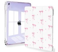 Feams Slim Case for iPad Air 11-inch M3 2025 / M2 2024, iPad Air 5th Generation 2022 / iPad Air 4th Generation 2020 10.9 Inch Case Clear Back with Pencil Holder & Auto Sleep, Pink Bow