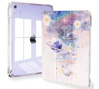 Feams Slim Case for iPad Air 11-inch M3 2025 / M2 2024, iPad Air 5th Generation 2022 / iPad Air 4th Generation 2020 10.9 Inch Case Clear Back with Pencil Holder & Auto Sleep, Purple Planet