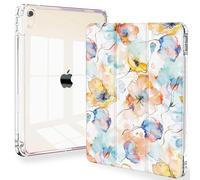 Feams Slim Case for iPad Air 11-inch M3 2025 / M2 2024, iPad Air 5th Generation 2022 / iPad Air 4th Generation 2020 10.9 Inch Case Clear Back with Pencil Holder & Auto Sleep, Watercolor Flower