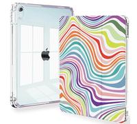Feams Slim Case for iPad Air 11-inch M3 2025 / M2 2024, iPad Air 5th Generation 2022 / iPad Air 4th Generation 2020 10.9 Inch Case Clear Back with Pencil Holder & Auto Sleep, Wavy Swirl