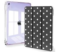 Feams Slim Case for iPad Air 11-inch M4/M3/M2 (2026/2025/2024), iPad Air 5th/4th Generation (2022/2020) 10.9 Inch Case Clear Back with Pencil Holder & Auto Sleep, Black Polka Dot