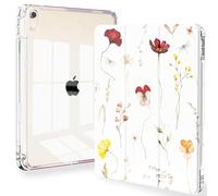Feams Slim Case for iPad Air 11-inch M4/M3/M2 (2026/2025/2024), iPad Air 5th/4th Generation (2022/2020) 10.9 Inch Case Clear Back with Pencil Holder & Auto Sleep, Flowers Bloom