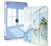 Feams Slim Lightweight Trifold iPad 10.9 Case, Clear Back Transparent Cover with Pencil Holder & Auto Sleep/Wake for iPad 10th Gen 2022, Blue Marble