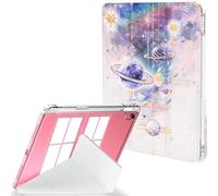 Feams Y-Fold Case for iPad (A16) 11th Generation Case 11 Inch 2025, iPad 10th Generation 10.9 Inch 2022, Y-Fold Standing Cover Clear Back with Portrait Landscape Mode & Pencil Holder, Purple Planet