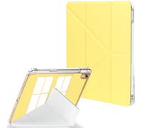 Feams Y-Fold Case for iPad (A16) 11th Generation Case 11 Inch 2025, iPad 10th Generation 10.9 Inch 2022, Y-Fold Standing Cover Clear Back with Portrait Landscape Mode & Pencil Holder, Yellow