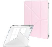 Feams Y Fold Case for iPad (A16) 11th Generation Case 11 Inch 2025, iPad 10th Generation 10.9 Inch 2022, Y-Shaped Standing Cover Clear Back with Portrait Landscape Mode & Pencil Holder, Light Pink