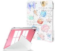 Feams Y-Fold Case for iPad (A16) 11th Generation Case 11 Inch 2025, iPad 10th Generation 10.9 Inch 2022, Y-Fold Standing Cover Clear Back with Portrait Landscape Mode & Pencil Holder, Seashell