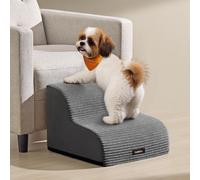 Feandrea 2-Step Dog Stairs, Corduroy Dog Steps for Bed, Sofa, Waterproof Pet Stairs with Anti-Slip Designs, Gentle Slope, Removable Washable Cover,