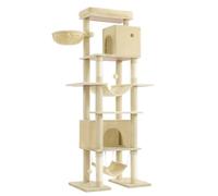 Feandrea 200 cm Tall Cat Tree, XXL Large Cat Tower, 4 Scratching Posts | Multi-Level Cat Condo, 2 Hammocks, 2 Perches, 2 Cat Caves, Anti-Tip Kit, Summer Sand, Clawfy Collection PCT195Y01
