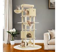 Feandrea 201 Cm Tall Cat Tree, Xxl Large Cat Tower For Indoor Cats, Multi-Level Cat Condo With 4 Scratching Posts, 2 Hammocks