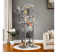 Feandrea 201 Cm Tall Cat Tree, Xxl Large Cat Tower For Indoor Cats, Multi-Level Cat Condo With 4 Scratching Posts, 2 Hammocks