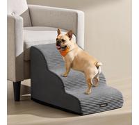 Feandrea 3-Step Dog Stairs, Corduroy Dog Steps for Bed, Sofa, Waterproof Pet Stairs with Anti-Slip Designs, Gentle Slope, Removable Washable Cover,