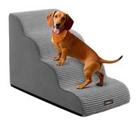 Feandrea 4-Step Dog Stairs, Dog Steps for Bed, Sofa, Waterproof Pet Stairs with Anti-Slip Designs, Gentle Slope, Removable Washable Cover, Handle,