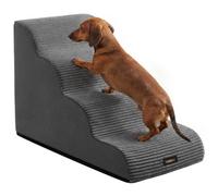 Feandrea 4-Step Dog Stairs, Waterproof Pet Steps For Bed And Sofa, Anti-Slip, Washable Cover, 72 X 40 X 50 Cm, Grey