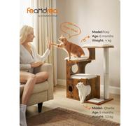 Feandrea 86 Cm Cat Tree, Medium Cat Tower With 3 Beds And Cave, Cat Condo Made Of Mdf With Wood Veneer